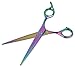 Dog Hair Scissors for Grooming - 7.5 Inch Straight Rainbow - Beautiful, Comfortable, Ergonomic, Professional, Durable, Sharp - Cutting Sheers