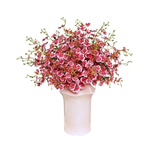 ZIGUIhsou-11 Flores Artificiales Exquisito Ramo de Flores Falsas, decoración for Sala Estar, Mesa arreglo Floral simulación con jarrón cerámica
