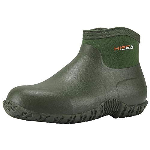 HISEA Men's Rain Shoes Ankle Height Rubber Garden Boots Insulated Waterproof for Muck Mud Working Outdoor