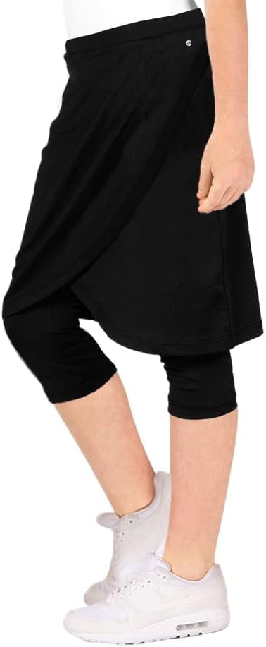 Image of Haloumoning Girls Elastic Waist Knee Length Skirts with Leggings