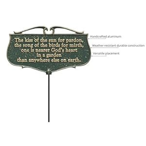 Whitehallproductsthekissofthesungardenpoemsigngreengoldaluminum Urban Country Home Decor Whitehall products the kiss of the sun garden poem sign greengold aluminum urban country home decor