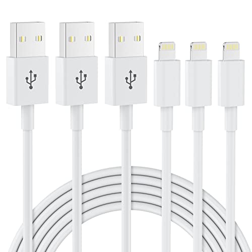 3 Pack iPhone Charger Cable 1.8M [Apple MFi Certified] Lightning to USB Cable Lead 6 Foot, 2.4A Fast Charging Cable for iPhone 14 13 12 11 Pro Max XS XR X 8 7 6 Plus 5, iPad and iPod
