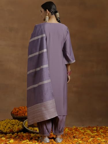 Image of Gerua By Libas Embroidered Silk Blend Straight Kurta with Salwar and Dupatta | Ethnic wear | Bridal Suit | Wedding Dress | Occasion wear