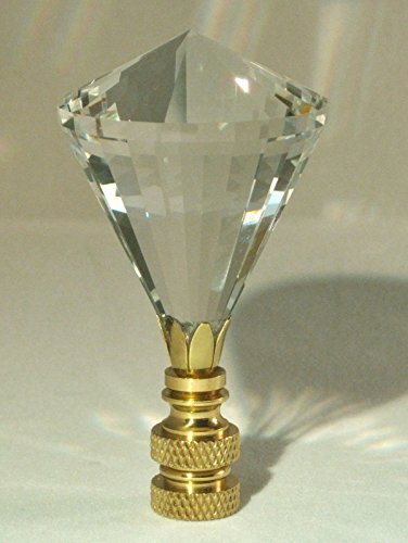 Image of LAMP Finial-Stunning LEADED Crystal LAMP Finial-Clear Diamond /PB