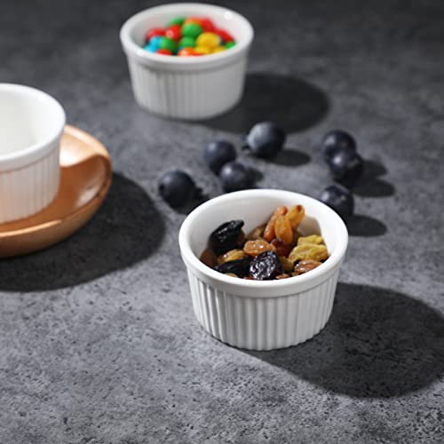 3 Oz Ramekins - 6 Pcs Porcelain Ramekins Dishes For Souffle,Creme Brulee, Pudding, Custard Cups,Bakeware Bowls Set For Baking,Oven Safe, White 2.75 Inch #TOP3