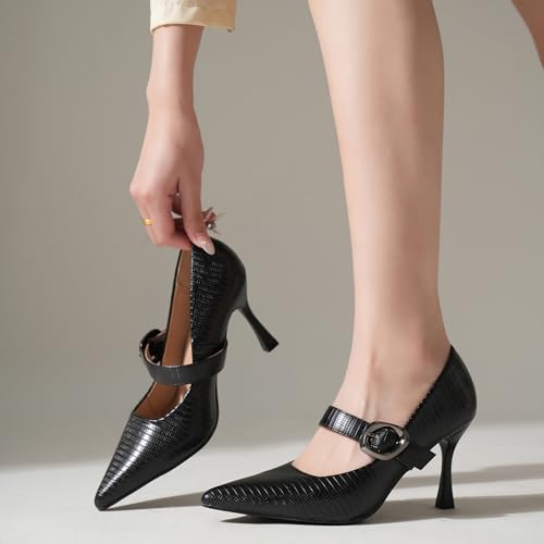 Sexy Mary Jane Pumps for Women Stiletto Pointed Toe Kitten Heel Backless Elegant Comfortable Dress Pumps with Adjust Ankle Buckle for Office Party Wedding Prom Daily Wear4