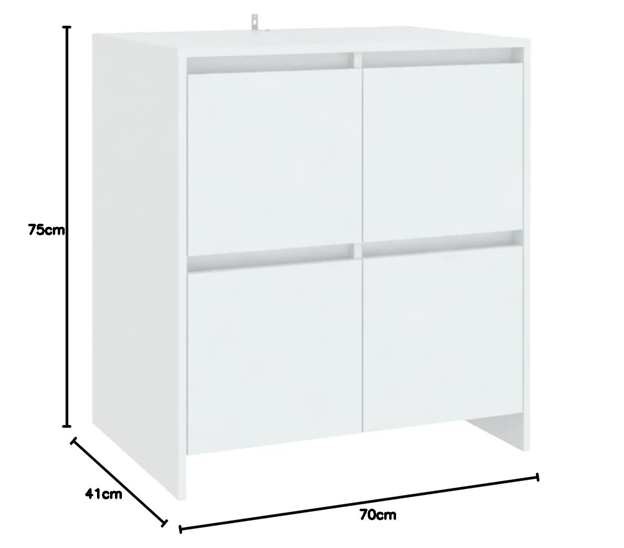 vidaXL Komoda, biała, 70 x 41 x 75 cm, płyta wiórowa, szafka boczna, komoda, mebel, szafki boczne, komody, meble