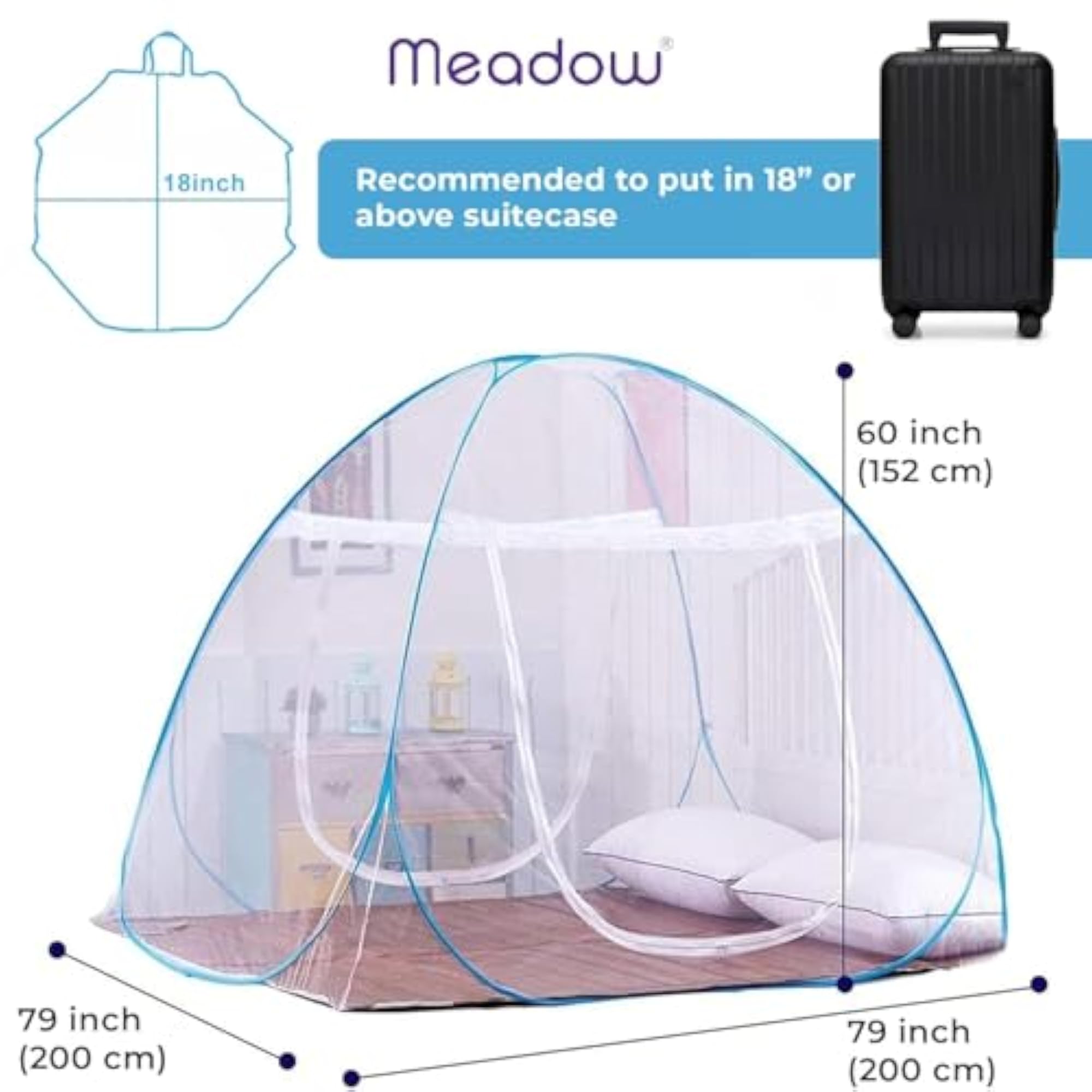 Double Bed Mosquito Net Tent, Foldable Pop-Up Machardani