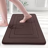 Arotive Memory Foam Bathroom Rug Mat 30x20, Ultra Soft and Absorbent Bath Mat, Machine Wash Dry, Comfortable Bath Rug Carpet for Bathroom Floor, Tub and Shower, Brown