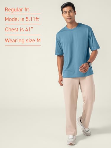 Image of DAMENSCH Statement Solid Oversized T Shirt for Men, Heavyweight, Anti-Pilling, Stylish, Relaxed Fit T Shirt for Men Cotton