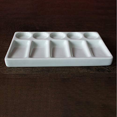 Paleta de cerámica para artistas y pintores de acuarela con porcelana blanca hecha a mano 4