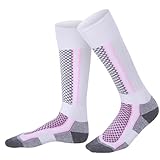 DKJAHSEK Calcetines de esquí cálidos invierno for hombre y mujer, más gruesos, for deportes, snowboard, ciclismo, fútbol, ​​de alta elasticidad, térmicos(Women pink white)