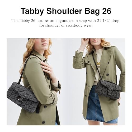 Coach Denim Quilted Tabby Shoulder Bag 26 with Chain, V5/Black2