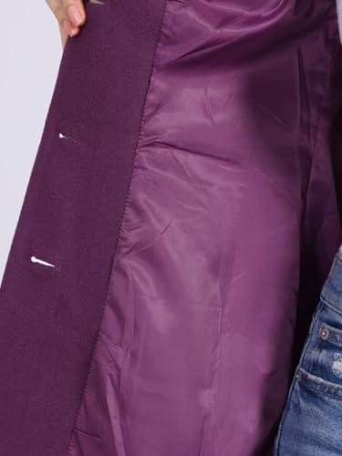 Allegra K Women's Dark Purple Large Trench Coat - Elegant Single Breasted Winter Outerwear - Image 5