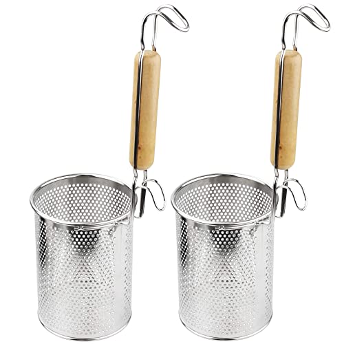MyLifeUNIT Pasta Strainer, 2 Pack Stainless Steel Mesh Spider Strainer for Pasta, Noodle, Dumpling (4.54