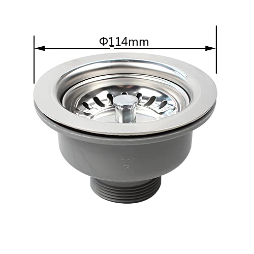 Talea SUS304 Stainless Steel Kitchen Sink Basket Strainer,114MM Valve for Kitchen Sink,XK223C048-U, White - Image 2