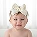 Tucnoeu 3pcs Baby Girl Headbands with Bows - Soft Stretchy Newborn Bows for Girls, Infant Toddler Hair Accessories (White, Ivory, Pink)