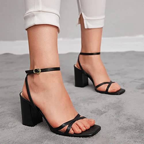 Image of WFS Women 3.5 Inch Elegant Block Heel Sandals for Women with Ankle Strap