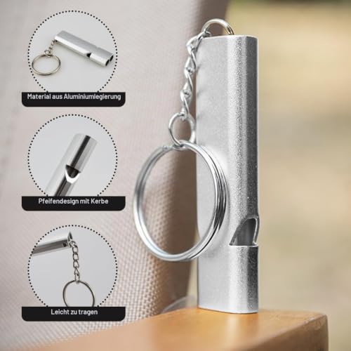WeddHuis 2 Pcs Notfallpfeife Metall Trillerpfeife mit Schlüsselanhänger, für Schule Gym, Outdoor Camping, Wandern, Jagen, Klettern