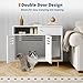 OUTGOODS 31.5 Inch Modern Cat Litter Box Enclosure Furniture with Vent Door/Side Rest Area/Drawers and Open Shelves, Hidden Litter Box for Cats,for All Kinds of Cats.
