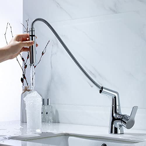 Grifo retráctil de latón cromado con caño 360° para baños modernos y funcionales 5
