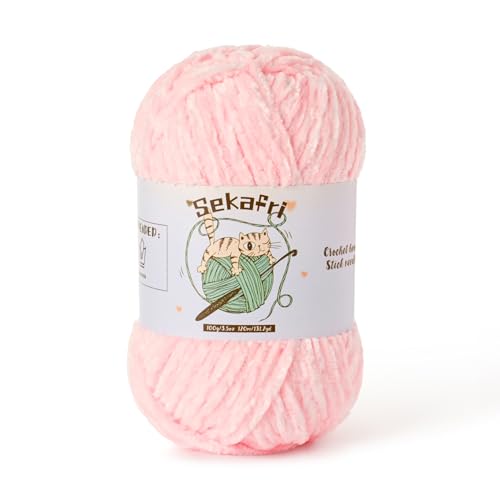 Fuzzy Chenille Yarn for Crocheting, Velvet Baby Blanket Yarn for