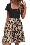 Newshows Sommerkleid Damen Knielang Strandkleid Sommer Outfits Kleid Elegant Kurz Partykleid Mit Taschen Floral-1,L