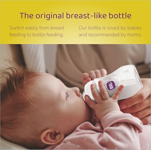 Image of BeeBaby Ease Wide Neck Feeding Bottle 300 ml | BPA Free Easy Latching Baby Milk Bottle for Newborns & Infants | Soft Silicone Anti-Colic Nipple Fast Flow (8 Months +) |White, Pack of 2