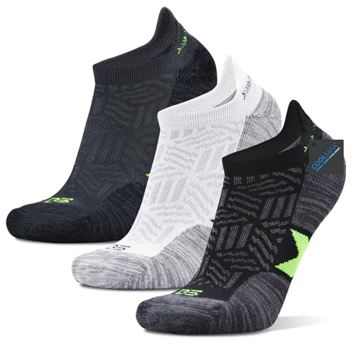 Image of Busy Socks Men's Athletic Ankle Coolmax Running Socks Women's Cushioned Anti Blister Moisture Wicking Low Cut Socks 3 Pack