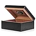 MEGACRA Desktop Humidor Case Holds 25-50 Cigars, Unique Elegant Leather Display, 100% Handcraft Real Solid Spanish Cedar Wood Storage Box with Humidifier and Hygrometer Desktop Humidors