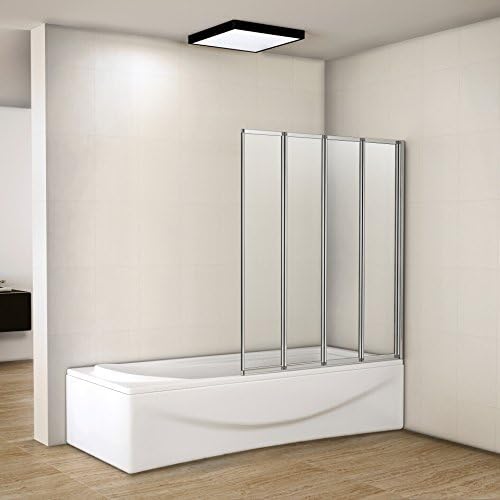 Perfect 1000x1400mm 4 Fold Folding Shower Screen Bath Screen Panel Glass