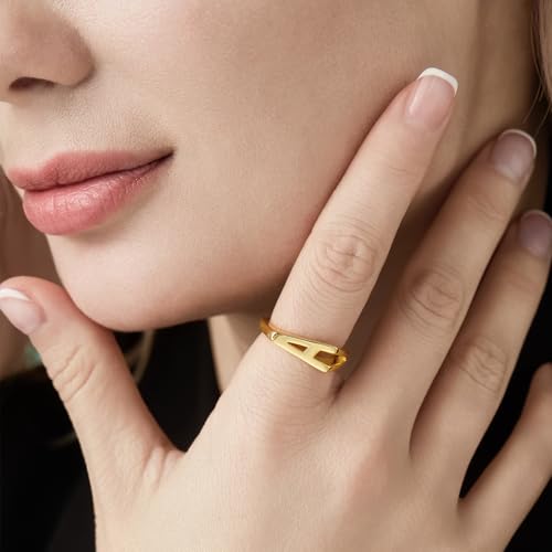 Cicy Bell Womens 18k Gold Plated Initial Statement Rings Bold Letter Personalized Initial Stacking Rings4