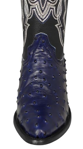 Texas Legacy Mens Blue Western Cowboy Boots Ostrich Quill Print Leather J Toe4