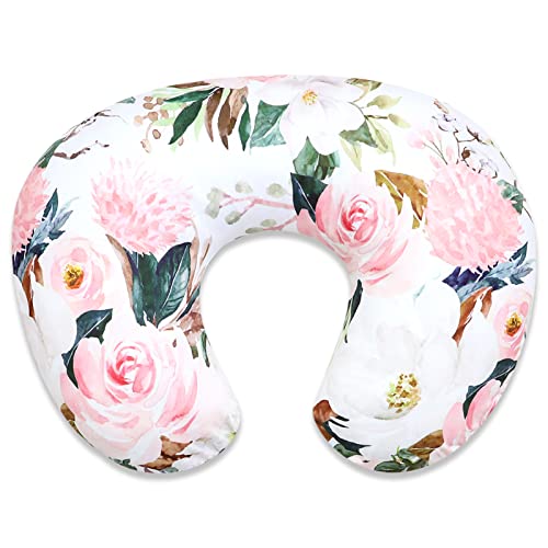 Image of DILIMI Nursing Pillow Cover for Baby Girl and Boy, Ultra Soft Comfortable Stretchy Removable Slipcover for Newborn Breastfeeding Pillows, Watercolor Flower