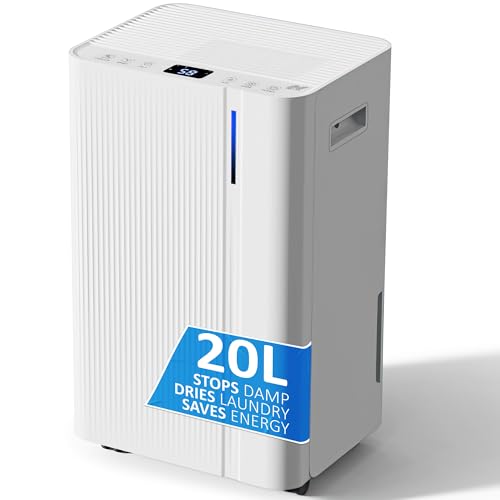 NETTA 20L/Day Compressor Quiet Dehumidifier, Poweful Mould Remover & Laundry Drying with 24-Hour Timer and Sleep Mode for Damp, Mould and Condensation