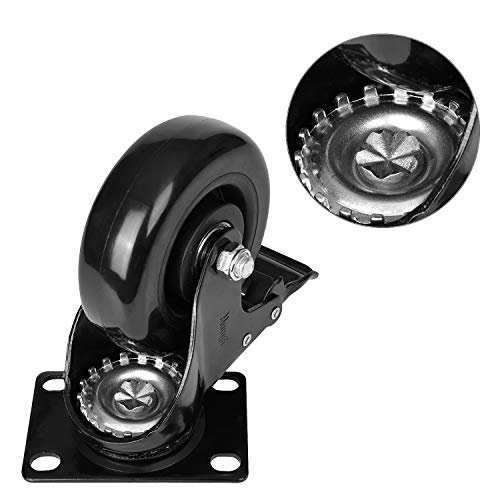 Moogiitools 3" Pvc Heavy Duty 1500Lbs Swivel Rubber Caster Wheels With Safety Dual Locking Casters Set Of 4 With Brake #TOP4