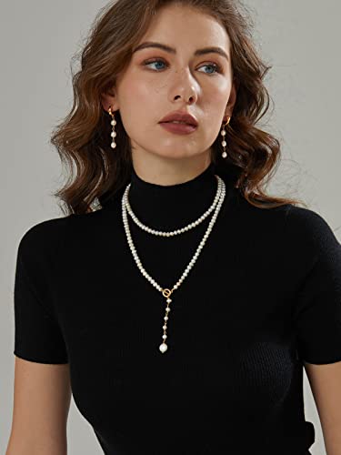 Baroque Freshwater Pearl Strand Long Shell Necklace Ot Dangle Pearl 35’’ Gold For Women #TOP2