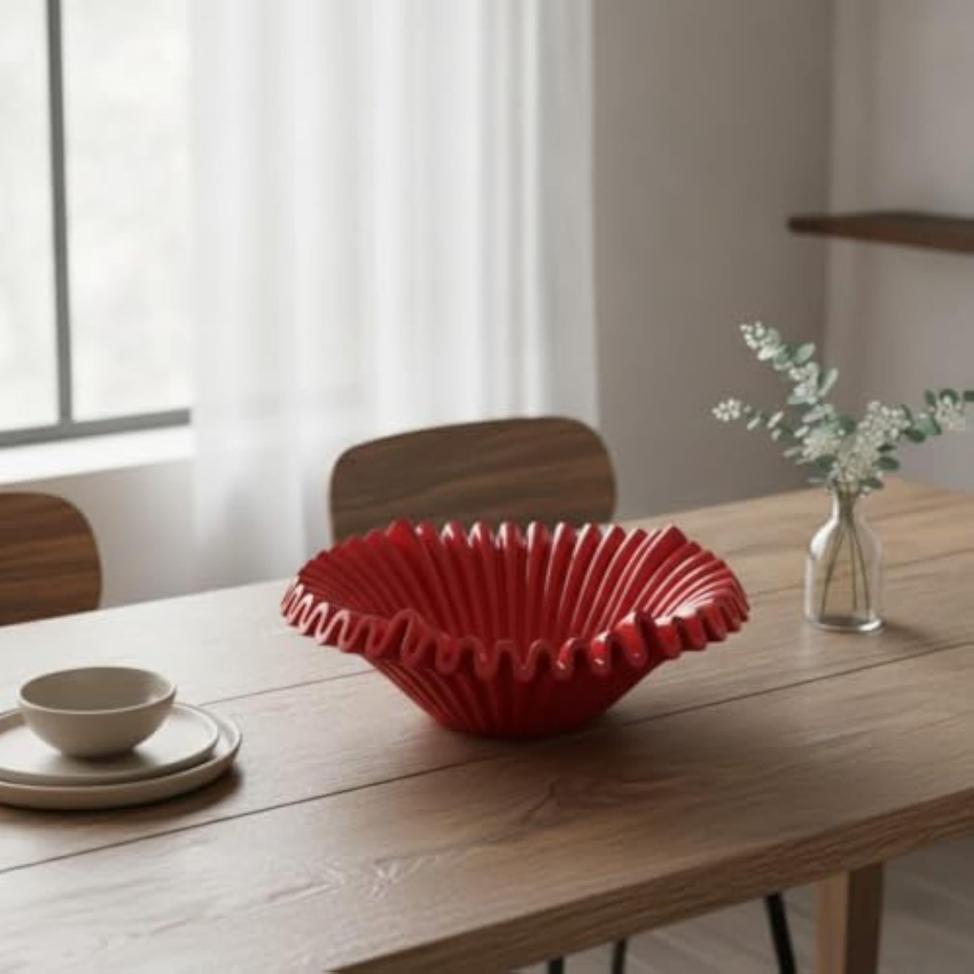 Sculptural Wave-Ribbed Resin Tray, Elegant Table Decor