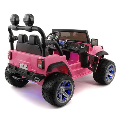 Moderno Kids Trail Explorer 2 (Two) Seater 24V Power Children Ride-On Car Truck with R/C Parental Remote + EVA Foam Rubber Wheels + Leather Seat + Bluetooth FM MP3 Music Player (Pink) - Thumbnail 4
