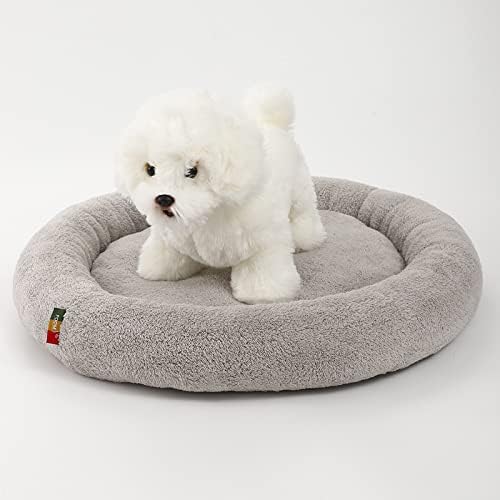 Freyamy Dog Bed for Small Dogs and Cats Grey Dog Bed Round Plush Dog Bed Washable Non-Slip Dog Bed Dog Sofa Cat Bed Dog Bed Warm Indoor Dog Beds Diameter 40 cm Outer Diameter