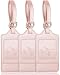 Luggage Tags, 3 Pack Teskyer Premium PU Leahter Luggage Tags Privacy Protection Travel Bag Labels Suitcase Tags-Rose gold