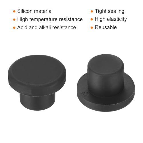 Image of uxcell High Temp Silicone Plug Mount Dia 13mm /0.51 inch t Shaped Rubber Stopper Hole Plugs for Powder Coating Plating Waterproof Plugs Sealing Plugs Black Pack of 12(OD 21mm)
