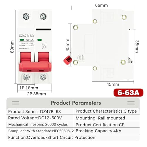 Disyuntor protector de batería DC12V 24V interruptor de polos positivo y negativo 2
