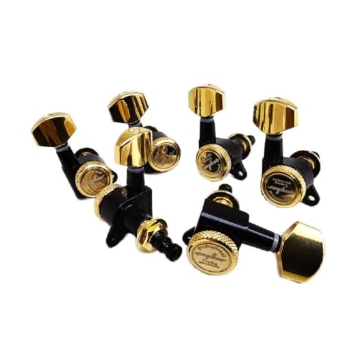 Guyker Guitar Locking Tuners (6 for Right) - 1:18 Lock String Tuning Key Pegs Machine Head Replacement for ST TL SG LP Style Electric, Folk or Acoustic Guitars - Gold+Black