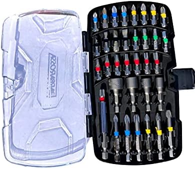 Barbarossa Screwdriver Bit Set with 35 Multi-Size Colour Coded Screw Bits, Electroplated Steel, Magnetic Bit Holder Phillips (50mm x PH1, 2, 3 and PZ1, 2, 3), Case Included, Magnetic Driver Kit