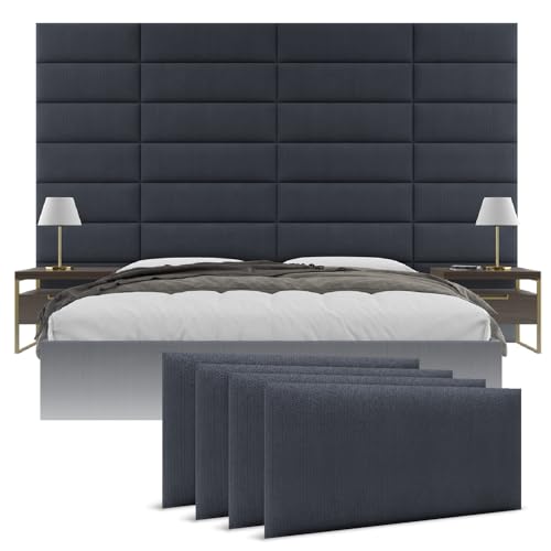 Vänt Wall Mounted Headboard Panels, King/Twin, Ribbed Midnight Blue