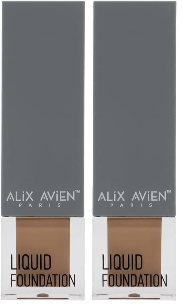 ALIX AVIEN Güneş Koruyucu SPF35+ Nemlendirici Etkili Kremsi Likit Fondöten - Liquid Foundation 312 Warm Caramel (2 paketi)