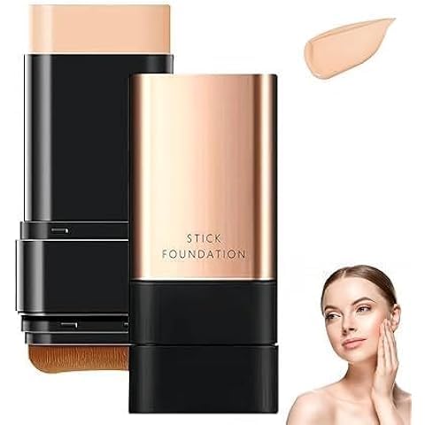 2 in 1 Luxury Anti-Wrinkle Foundation Stick, Long-Lasting Double Head Foundation Make Up Stick with Brush, (Natural, 1 PCS)