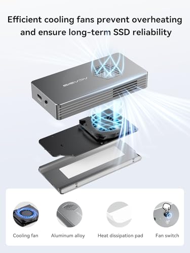 Image of ACASIS 40Gbps M.2 NVMe SSD Enclosure with Cooling Fan, NVMe Enclosure Compatible with Thunderbolt5 /4 /3 /USB4 /USB3.2 /3.1 /3.0 /2.0, M.2 Enclosure for MacBook Air /Pro / Mac Support 2280 /2260 /2242 /2230