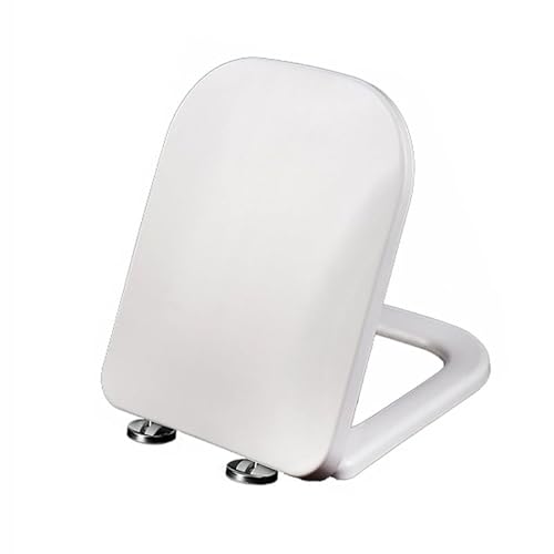 Asiento de Inodoro Rectangular Blanco, 17,7*14, con Cierre Suave y fijación Superior, Fabricado en PP con Fijaciones Ajustables, Tapa de Inodoro Cuadrada de liberación rápida (36 * 44 cm).